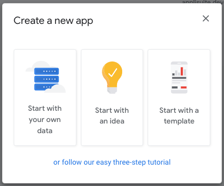「Start with your own data」をクリックする。