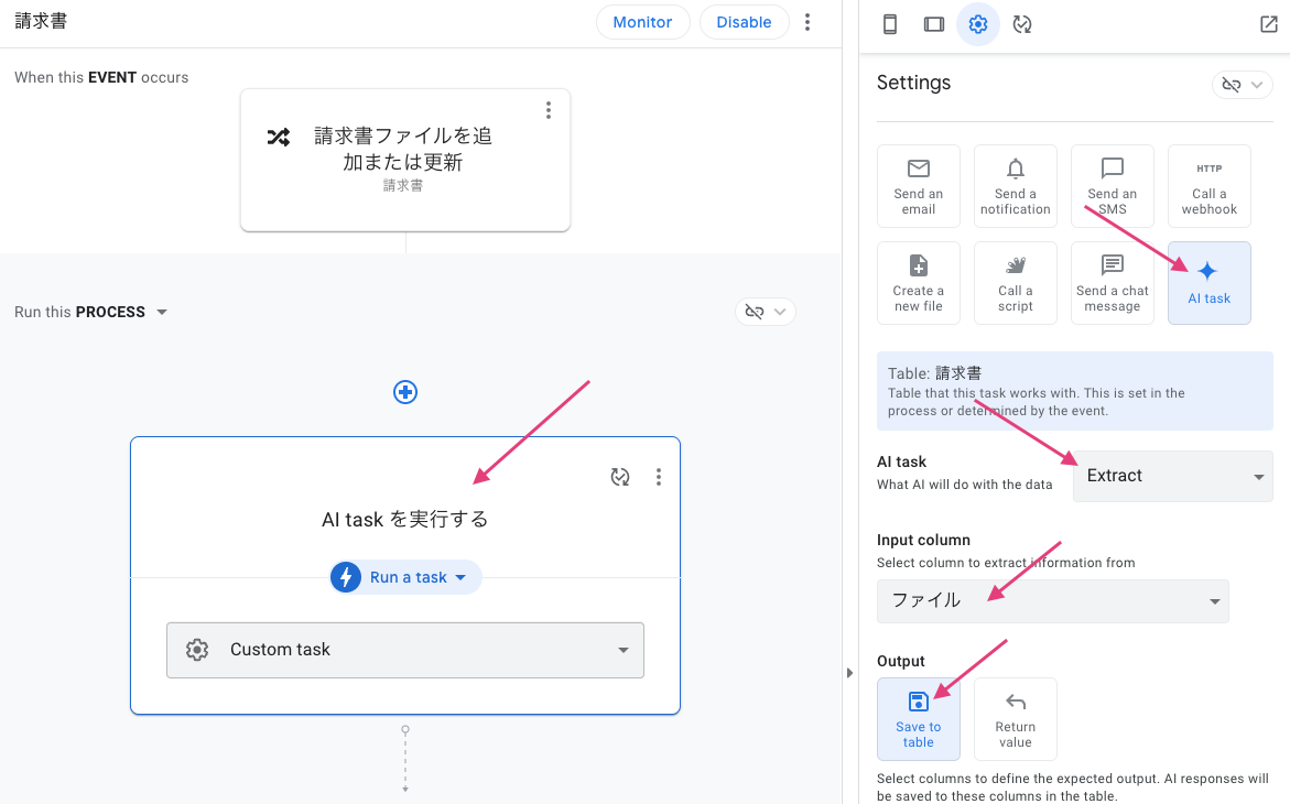 AppSheet Enterprise Plus ライセンスを購入すれば、Stepで「AI task」を選択できるようになる。